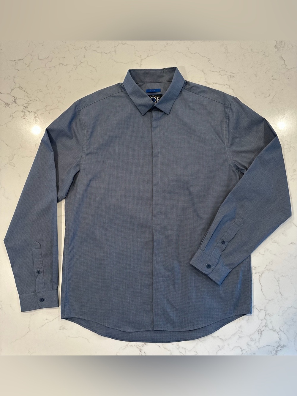 Joseph Abboud Slate Blue Dress Shirt — Hidden Buttons